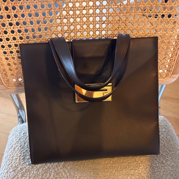 Gucci Vintage Brown Leather Tote Bag - Picture 2 of 8